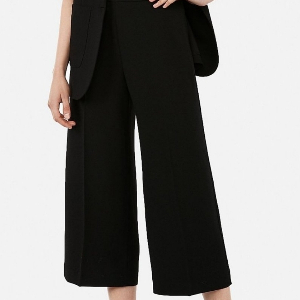 Leith Black High Rise Wide Leg Culotte Pants